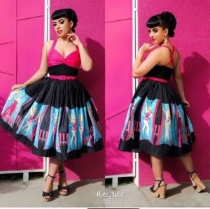 Pinup Couture Lydia dress in burlesque print